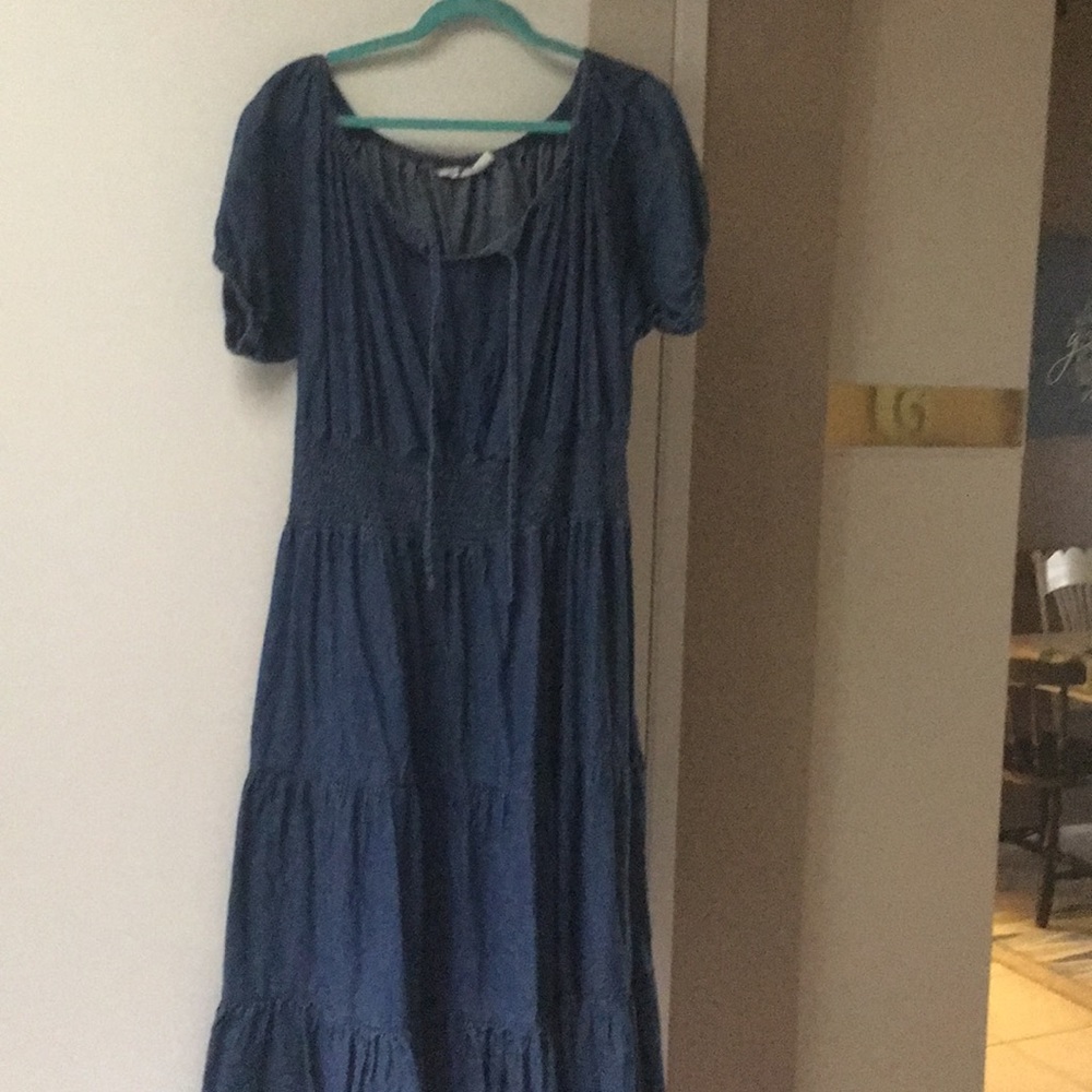 Super cute denim dress tiered skirt elastic waist